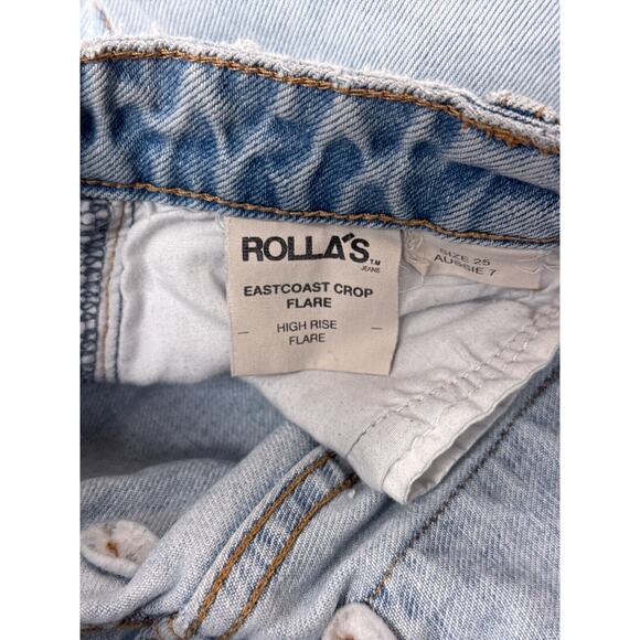 Rollas Jeans 25 Womens Eastcoast Flare Crop Ripped Knee Denim - Picture 7 of 8